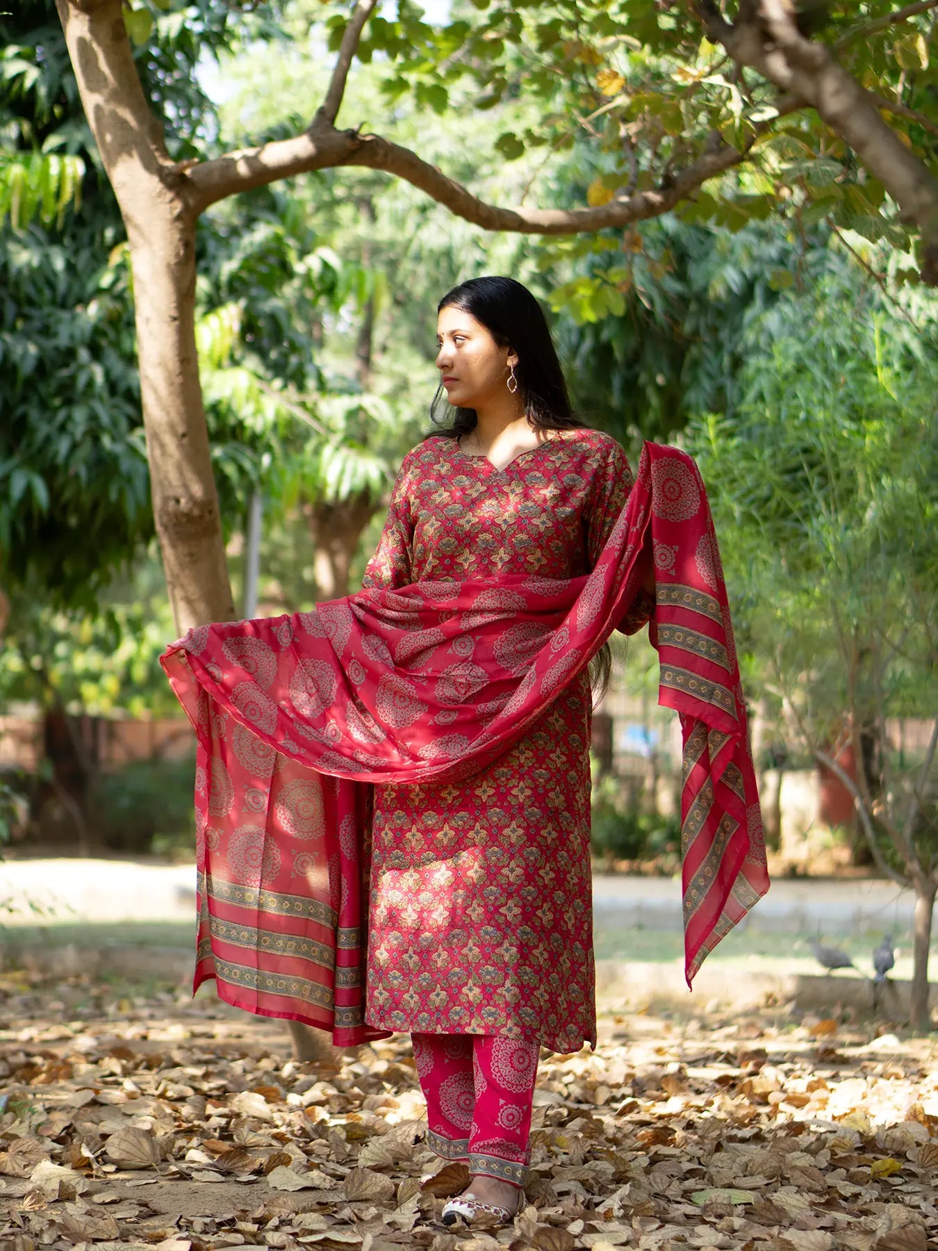 Gulzari Muslin Suit Set - Hand Block Printed