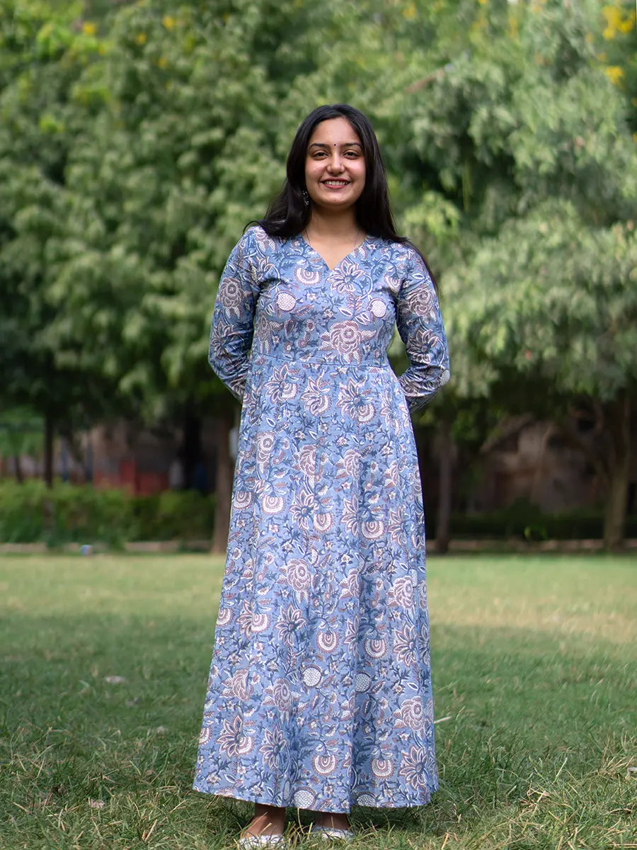 Iris Hand Block Printed Cotton Kurta