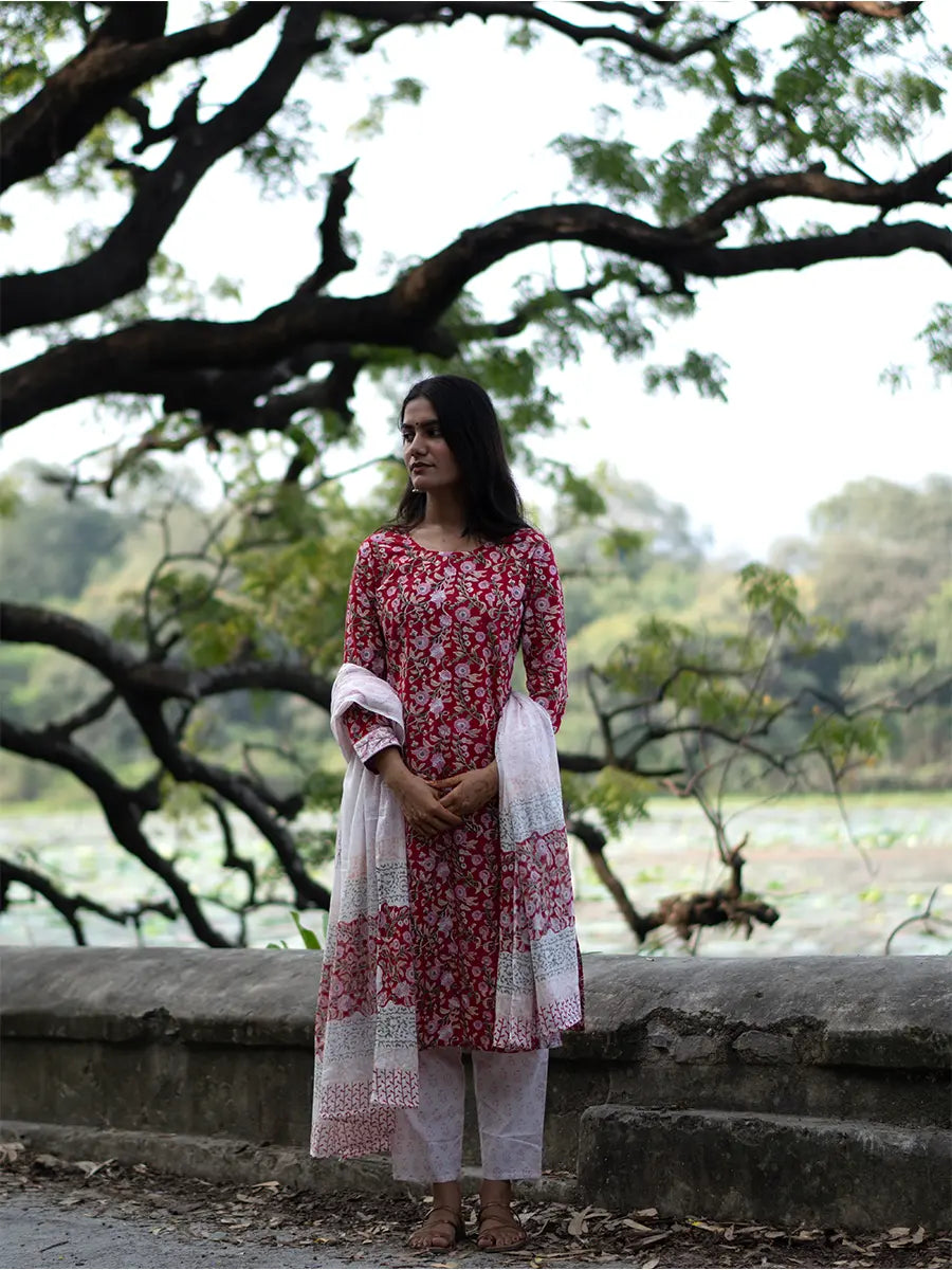 Rosa Cotton Suit Set - Hand Block Printed